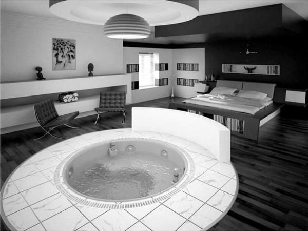 jacuzzi rund moderne designer schlafzimmer in schwarz weiß