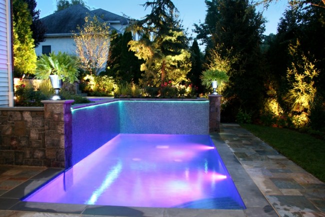 klein Pool Garten LED Lichterkette lila blau
