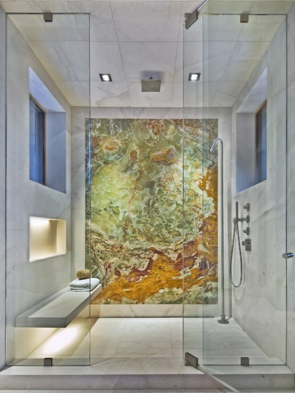 kleines Badezimmer gestalten Mosaik Duschkabine
