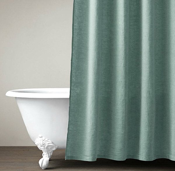 leinen grün ideen für duschvorhänge dekoration