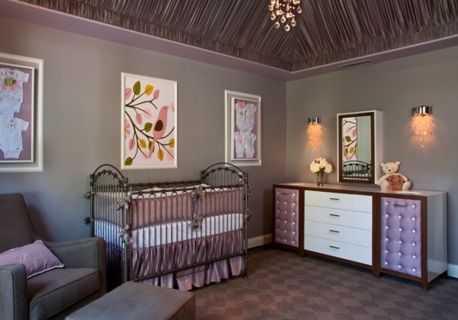 lila grau vintage wohnideen babyzimmer für mädchen