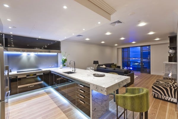luxus design ideen für led küchen illumination