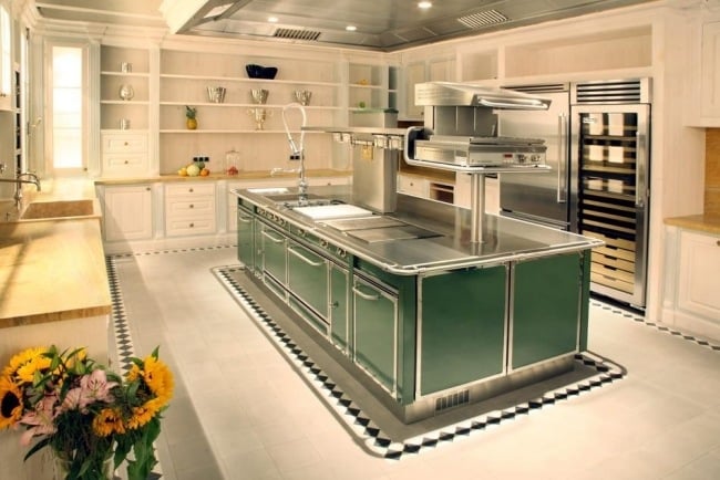 metall grün ideen für designer kücheninsel modernen stil
