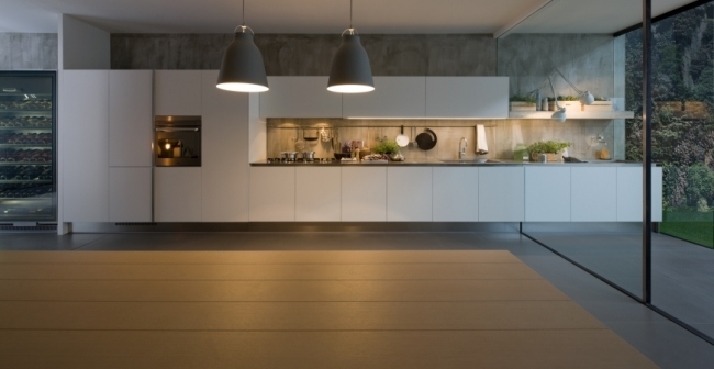 minimalistische weiße Küche Fronten Beleuchtung-grifflos Gamma-Küchenserie