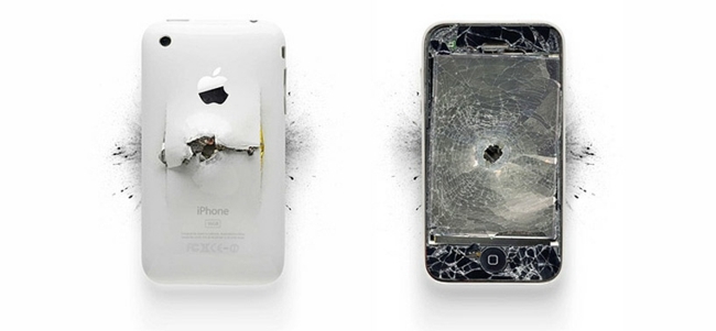 moderne Kunst USA zerstörte iPhones schwarz und weiß