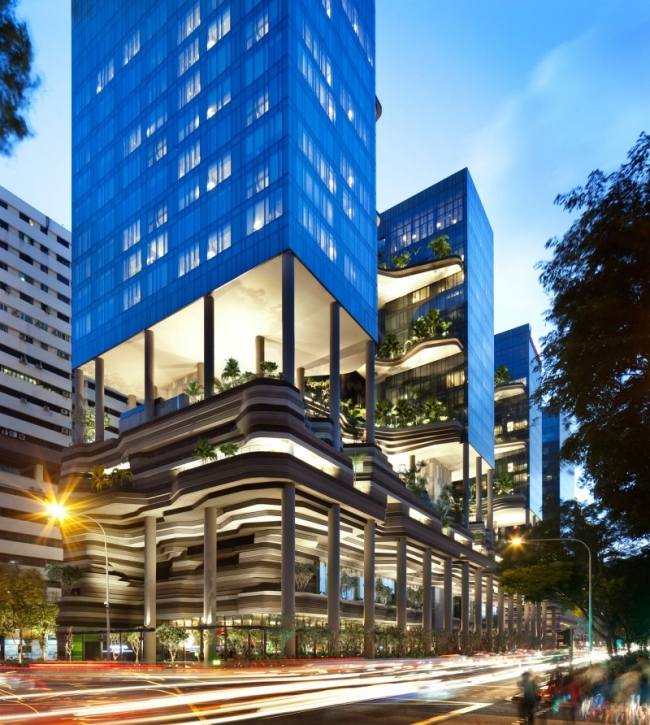 moderne fassade parkroyal designer hotel in singapur