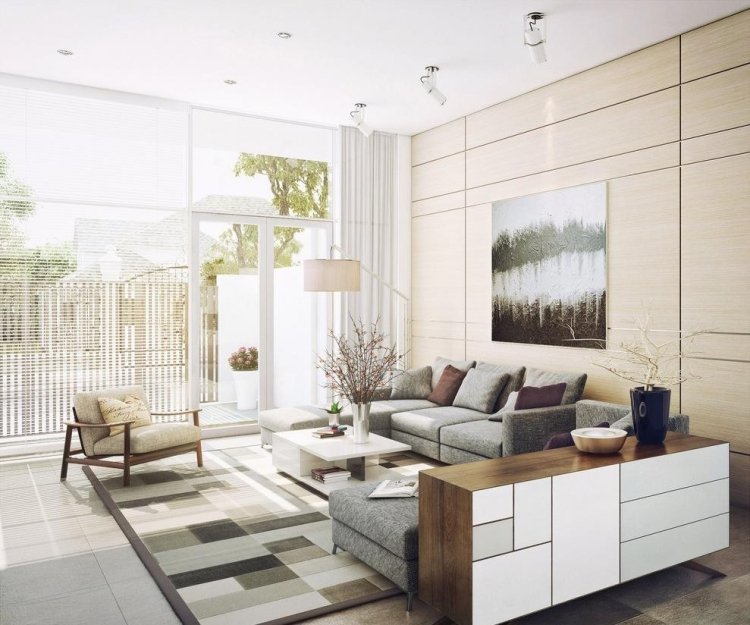 moderne-wohnzimmer-neutrale-farben-beige-weiss-grau-teppich-rechtecken
