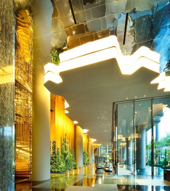 modernes foyer parkroyal designer hotel in singapur