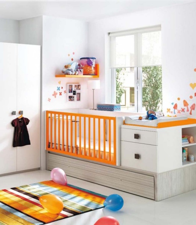 orange dekoakzente wohnideen babyzimmer mit neutralen designs