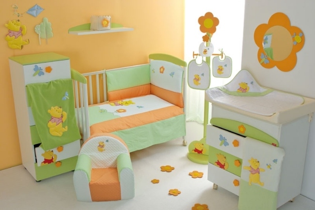 orange grün winnie puuh wohnideen babyzimmer mit neutralen designs