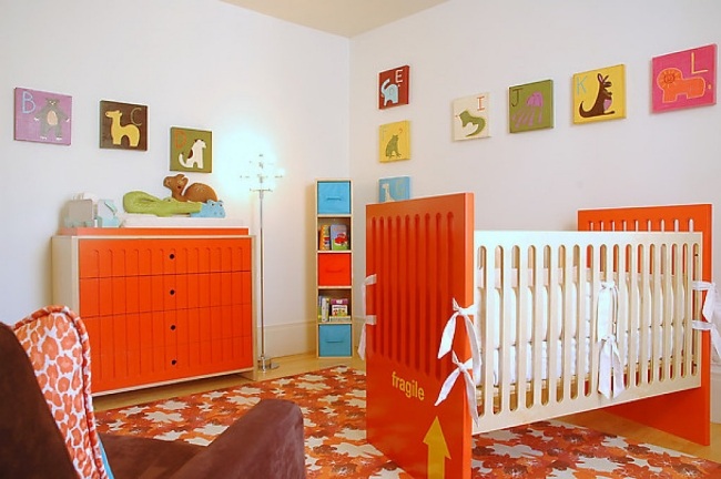 orange möbel wohnideen babyzimmer mit neutralen designs