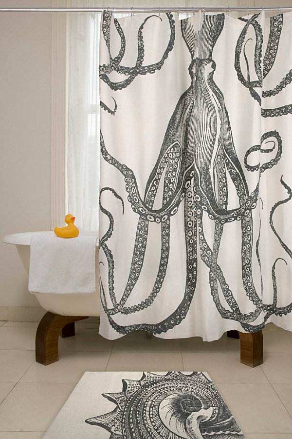 schwarz weiß oktopus ideen für duschvorhänge designs