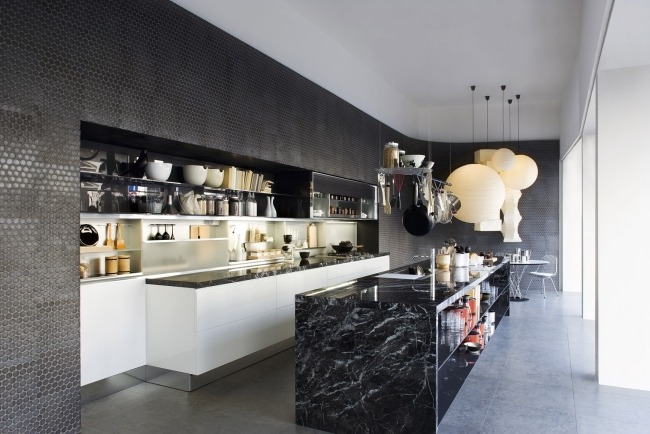 schwarzer marmor ideen für designer kücheninsel marmor