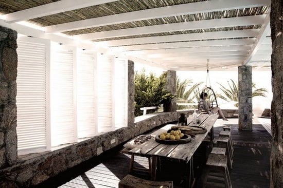 stein bambus ideen für terrassenüberdachung aus holz