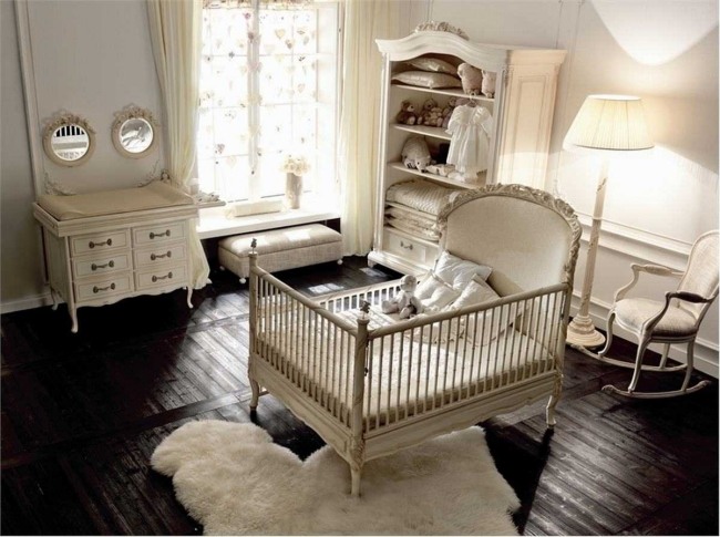 tierpelz teppich wohnideen für babyzimmer im vintage stil