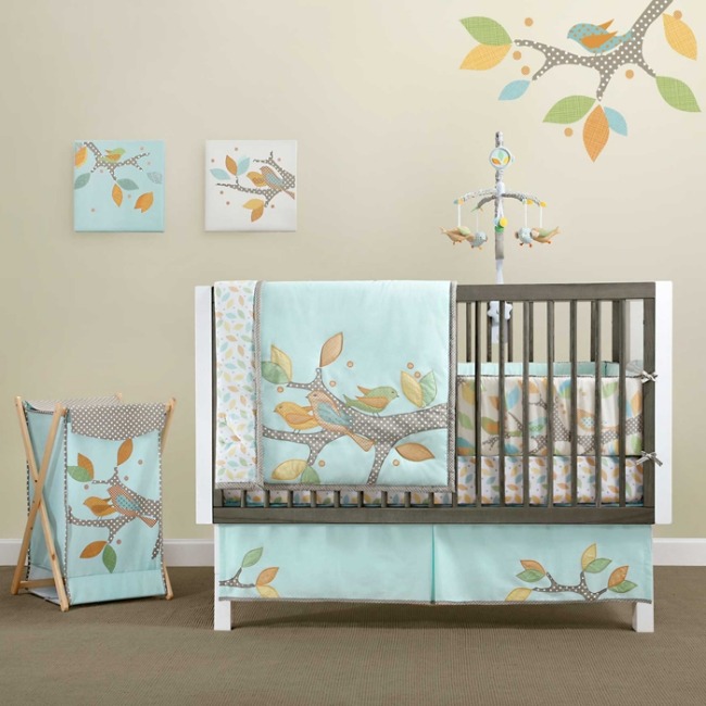 vogel blätter deko wohnideen für babyzimmer mit neutralen designs