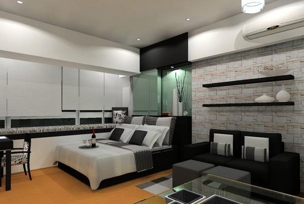 wanddeko stein moderne schlafzimmer designs in schwarz weiß