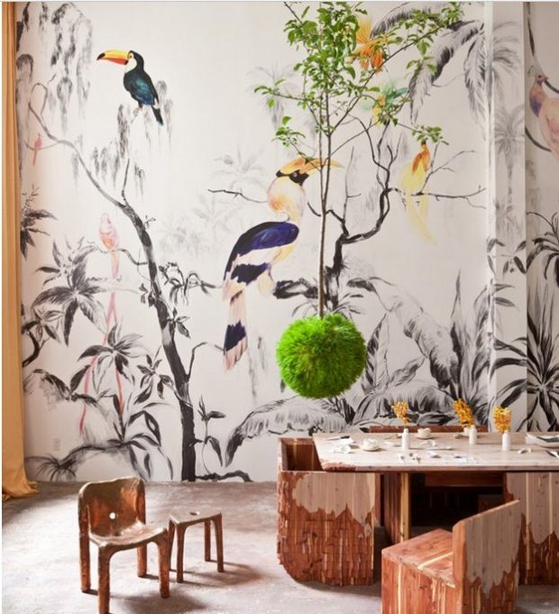 wanddeko vogel trendfarben im interieur design