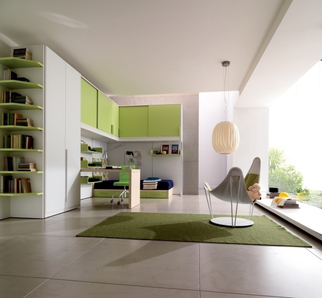 weiß grün panoramafenster wohnideen für kinderzimmer universal design
