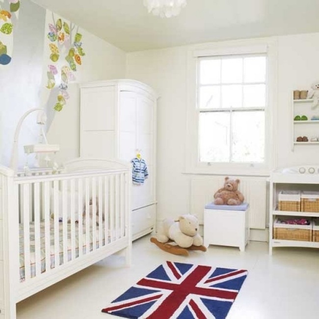 weiß union jack wohnideen für babyzimmer mit neutralen designs