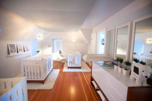 weiße einrichtung babyzimmer interieur für drillinge