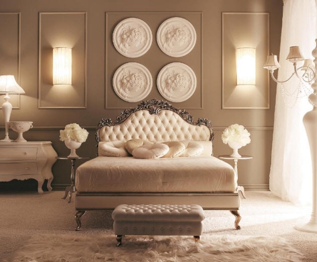 wohnideen für schlafzimmer design luxus creme romantisch ambiente