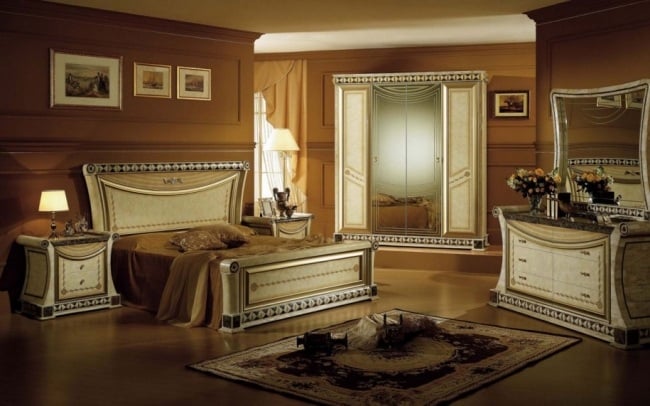 wohnideen für schlafzimmer design luxus karamell beige möbel