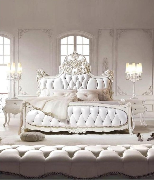 wohnideen für schlafzimmer design luxus weiß polsterung ornamente
