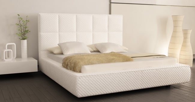 wohnideen für schlafzimmer design minimalistisch weiß muster gedruckt