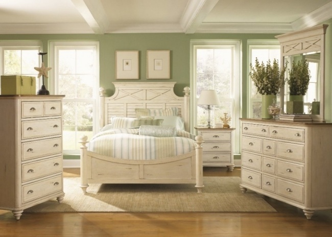 wohnideen schlafzimmer design vintage grün pastelltöne kommoden