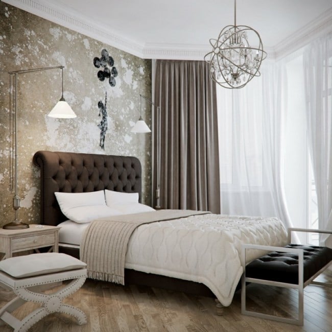 wohnideen schlafzimmer design vintage neutrale farben antike sitzmöbel