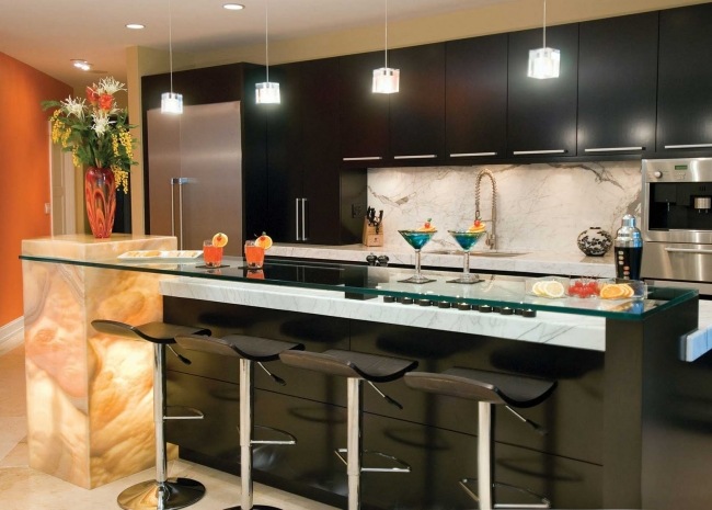wohnideen küche modern schwarz marmor küchenrückwand