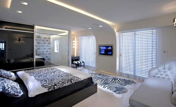 zebra motive moderne schlafzimmer designs in schwarz weiß
