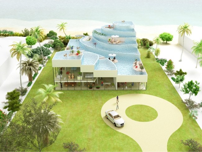 Beach Haus-Außendesign NL-architects Dachpool-eingelassen