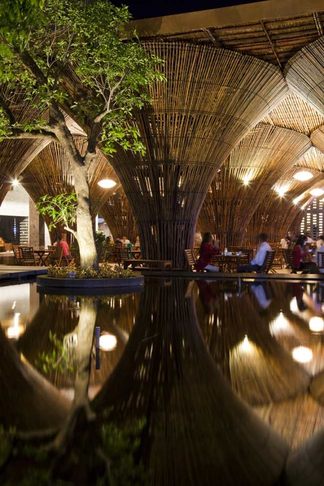 Beleuchtung Bambus Wand Hotel Vietnam