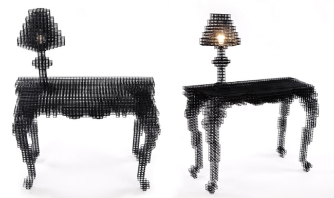 Designermöbel Drahtgitter illusionen tische lampen
