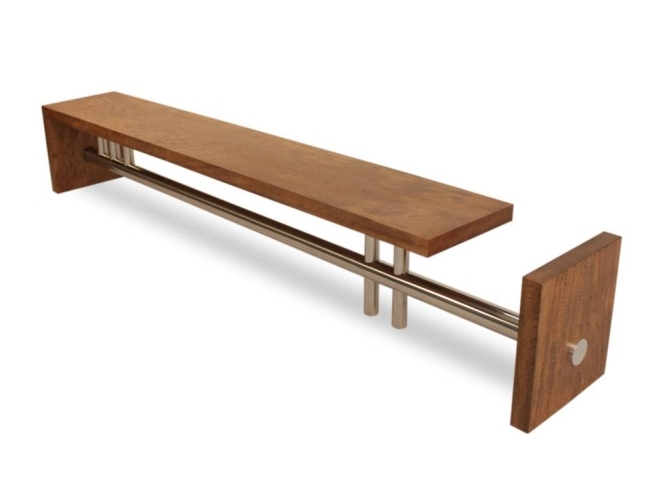 Edelstahl Metall Massivholz Sitzbank-Garten Design-Mango-Holz handgefertigt