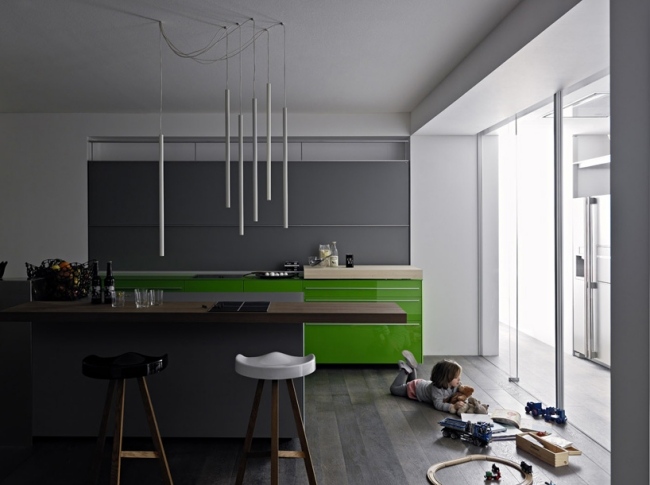 Ergonomische Küche Design Modern-Beleuchtung-Pendelleuchten Leimgrün Wand