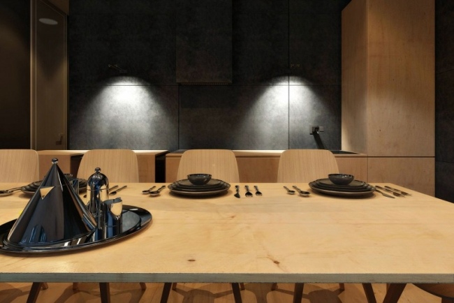 Esszimmer Design Holz Esstisch-Stuhl Beleuchtung Wand
