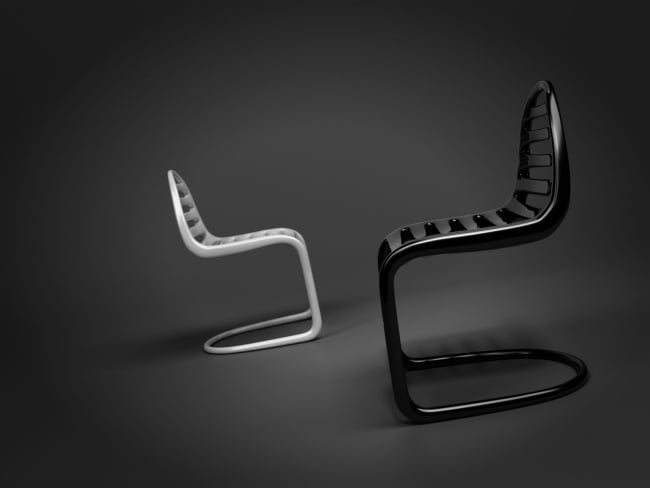 Stuhl Freischwinger moderne Ausführung-schwarz weiß 