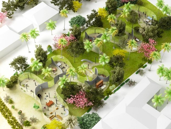 Futuristisches Haus modern Gartenanlage-3d Visualisierung 