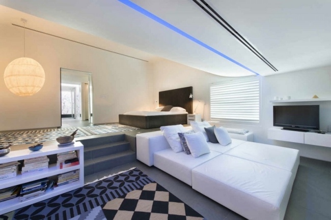 Haupt Schlafzimmer-Boden Teppich modern-Weiß Bett Wäsche