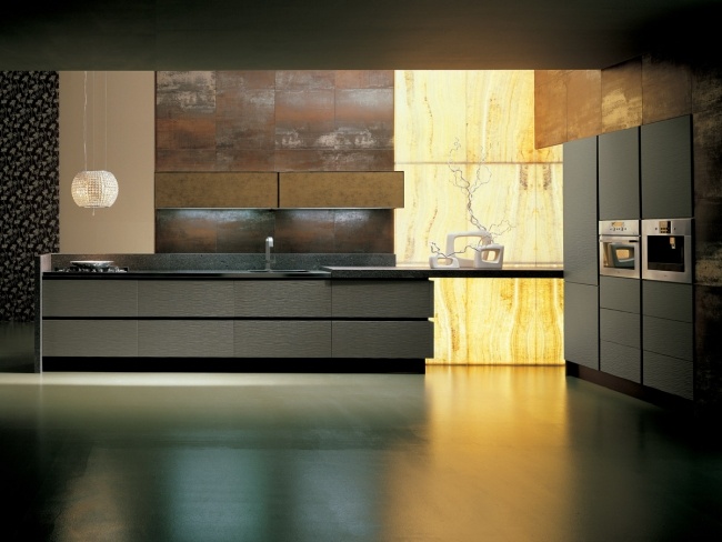 Hintergrund Beleuchtung-Küche Einrichtung-Design grifflose türen