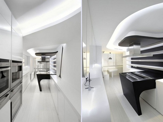 Hochglanz Küchen futuristisches design a-cero architekten