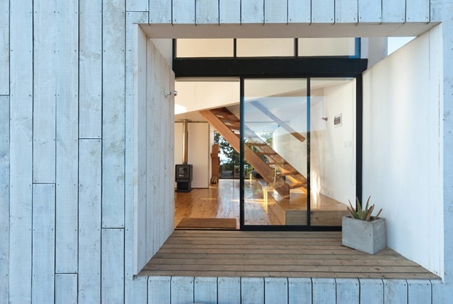 Fassade Holz haus modern Kubus Chile-mit Ozeanblick 