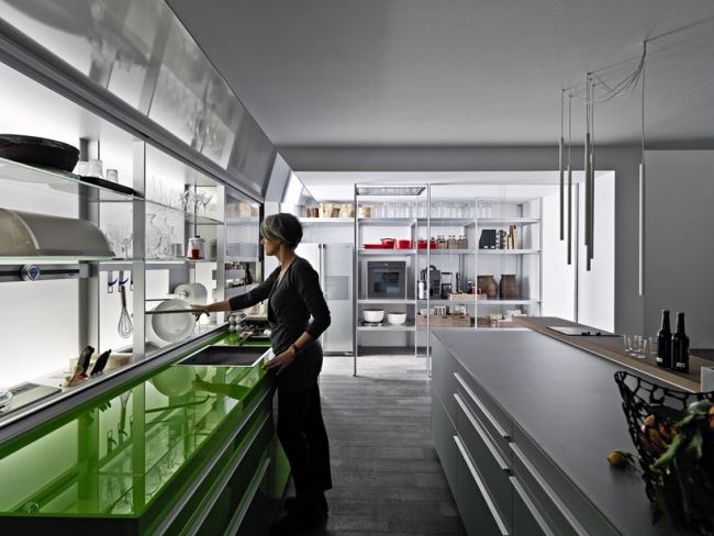 Küche Kochinsel Zubehörkanal-New Logica-System grün