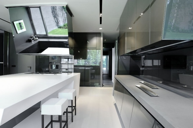 Küche a-cero hochglanz schrankfronten grau weiß