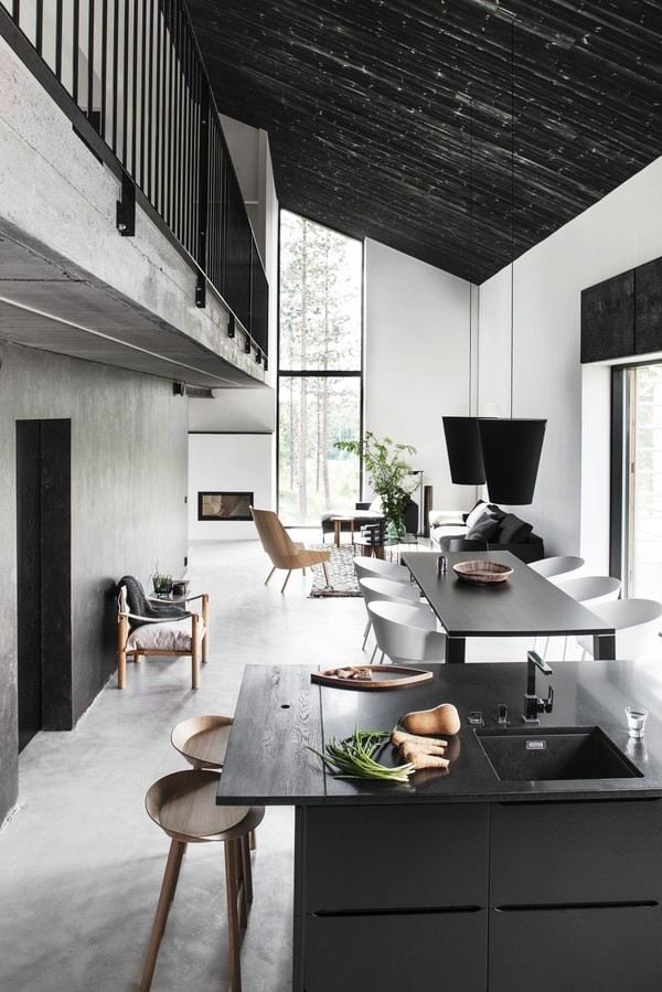Loft-Wohnung Architektur Finnland Maja Innendesign-Schwarz Weiß Kontraste