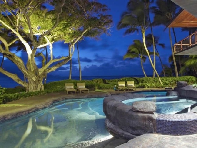 Hawaii Pool Beleuchtung Palmen Whirlpool
