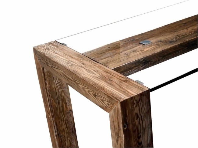 Massivholz Möbel Tisch Design-Glas Platte modern